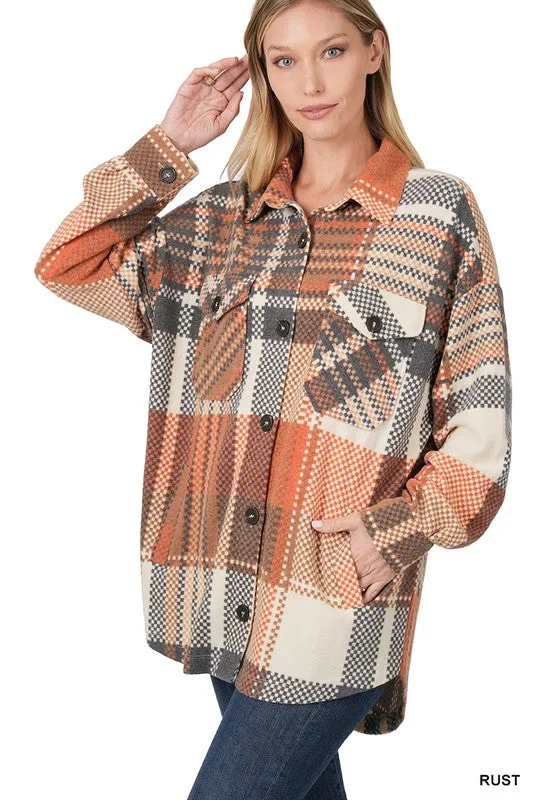 Rust Brushed Plaid Top - Final Sale