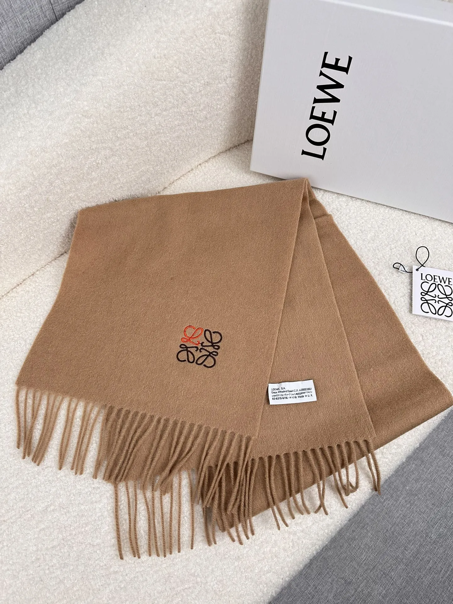 SCARF 180 CM IN CAMEL BEIGE CASHMERE 353156