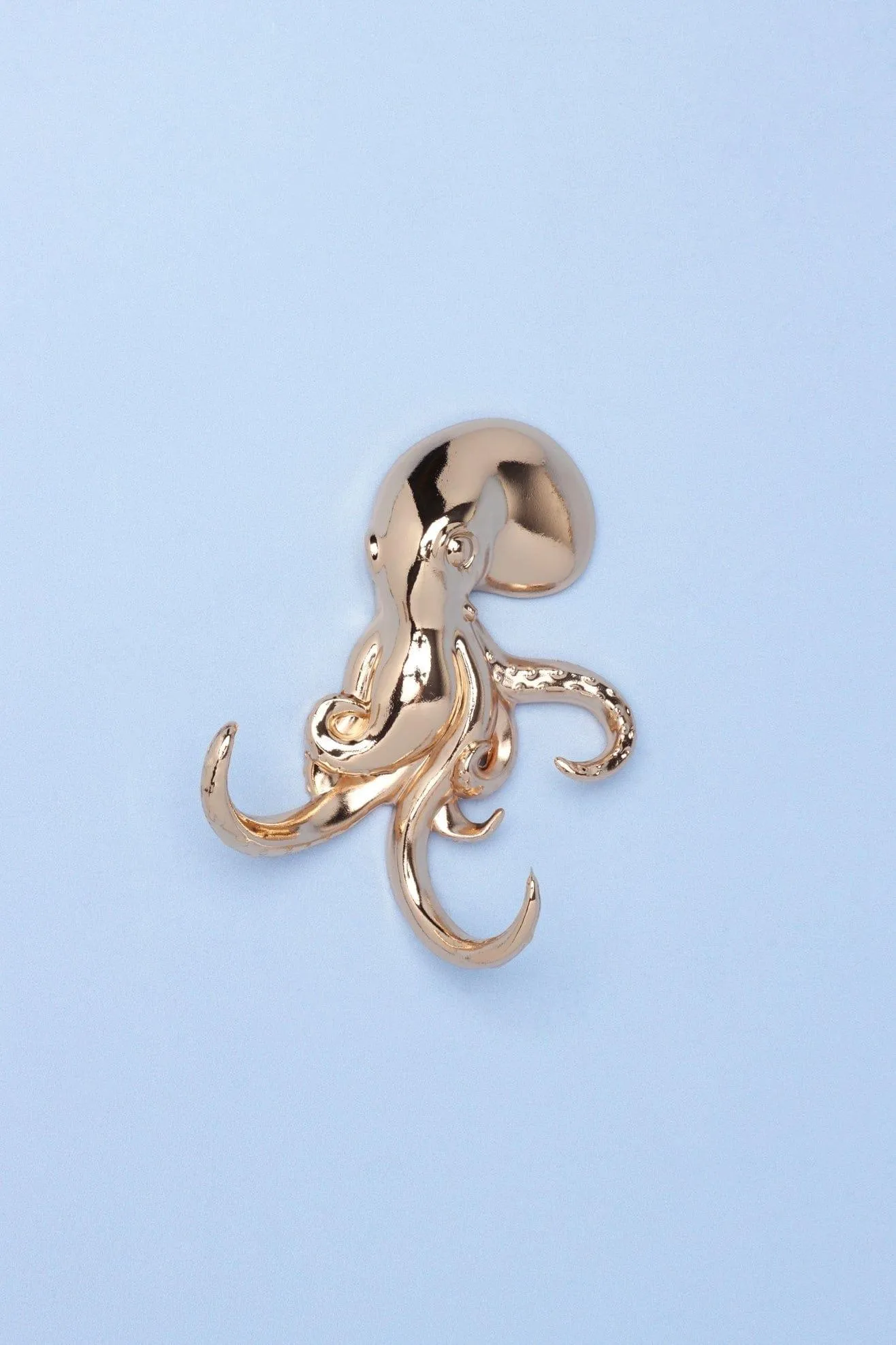 Set Of Two Gold Octopus Wall Coat Hooks