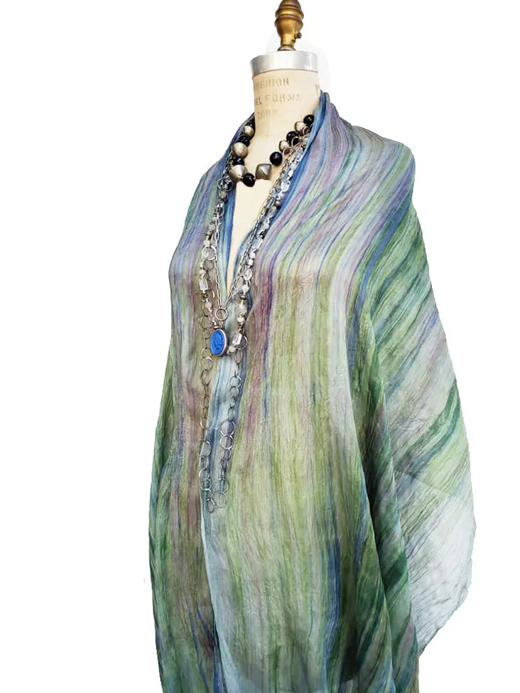 Shawl Hand Painted Silk Watercolor