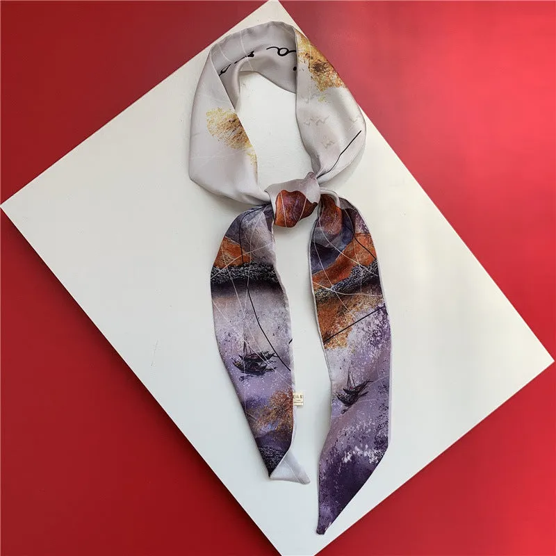 silk scarf long silk scarf braided hair tied bag with gift spinning literature and art