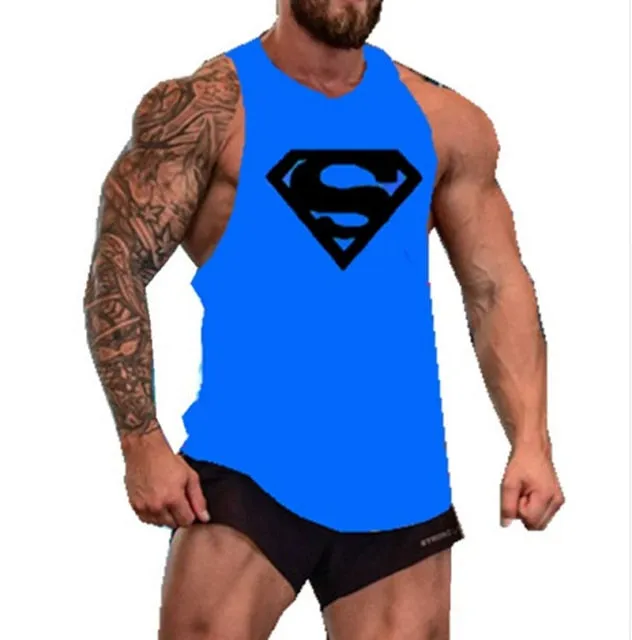 Skull Captain Gym Cotton Singlets Canotte Bodybuilding Stringer Tank Top Super man Fitness Shirt Muscle Guys Sleeveless Tanktop