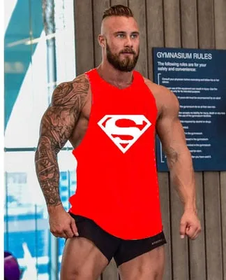 Skull Captain Gym Cotton Singlets Canotte Bodybuilding Stringer Tank Top Super man Fitness Shirt Muscle Guys Sleeveless Tanktop