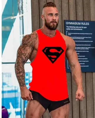 Skull Captain Gym Cotton Singlets Canotte Bodybuilding Stringer Tank Top Super man Fitness Shirt Muscle Guys Sleeveless Tanktop