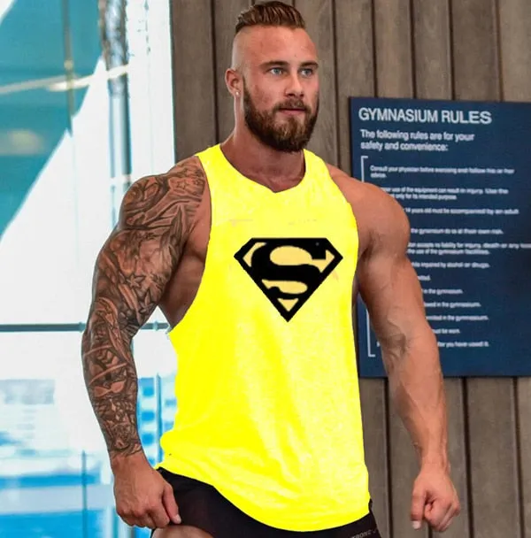 Skull Captain Gym Cotton Singlets Canotte Bodybuilding Stringer Tank Top Super man Fitness Shirt Muscle Guys Sleeveless Tanktop