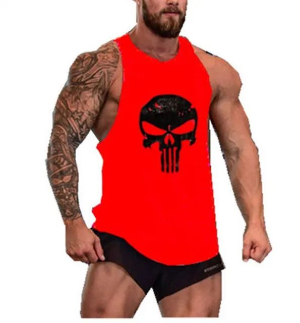 Skull Captain Gym Cotton Singlets Canotte Bodybuilding Stringer Tank Top Super man Fitness Shirt Muscle Guys Sleeveless Tanktop