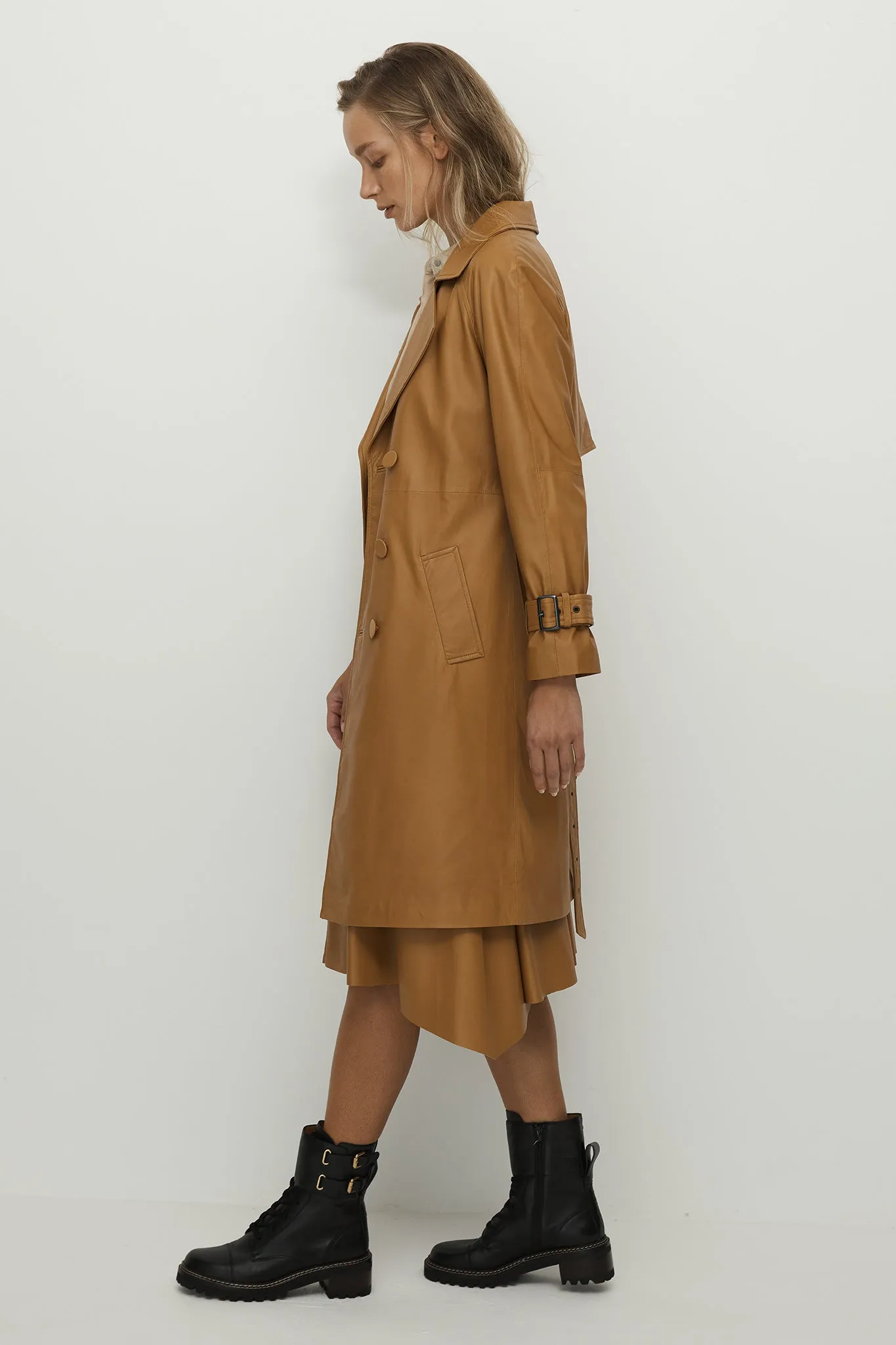 Soho Slouch Leather Trench Toasty Caramel Leather