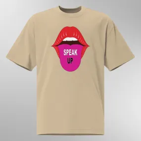 Speak Up Art Print Oversized Faded T-Shirt – Vintage Graphic Tee for Statement Style