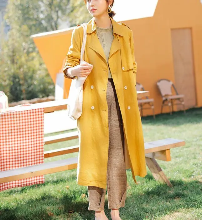 Spring Fall Cardigan Women Coat , Long Sleeve Jaket, Spring Women Linen Trench Coat 90921