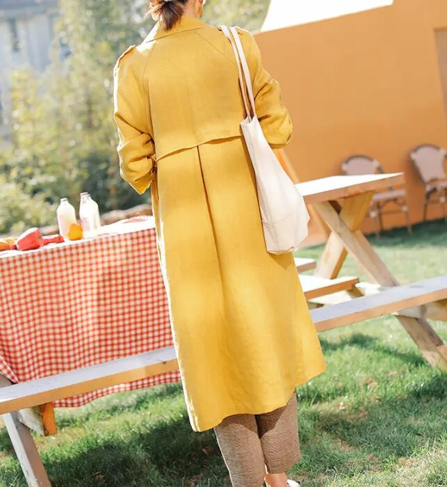 Spring Fall Cardigan Women Coat , Long Sleeve Jaket, Spring Women Linen Trench Coat 90921