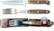 Stag Handle Knife & Fork Set w- Sheath