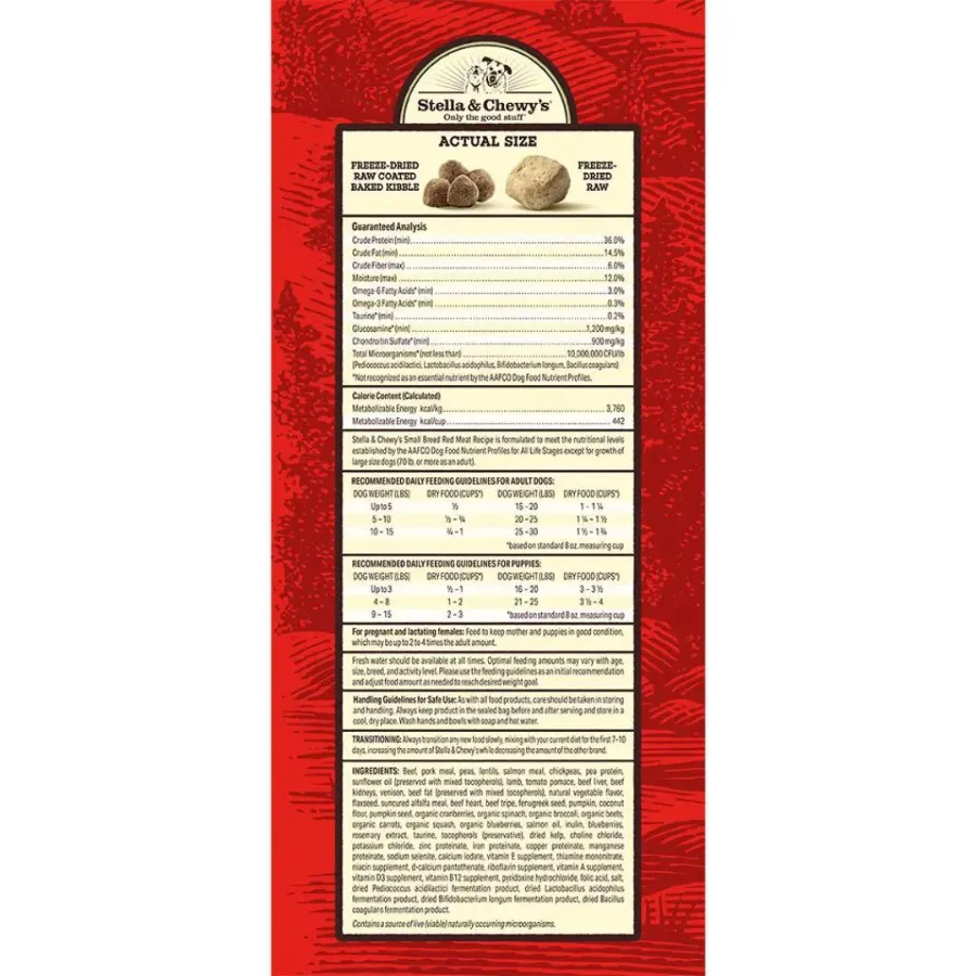 Stella & Chewy's Red Meat Recipe Raw Blend Small Breed Baked Kibble Dog Food