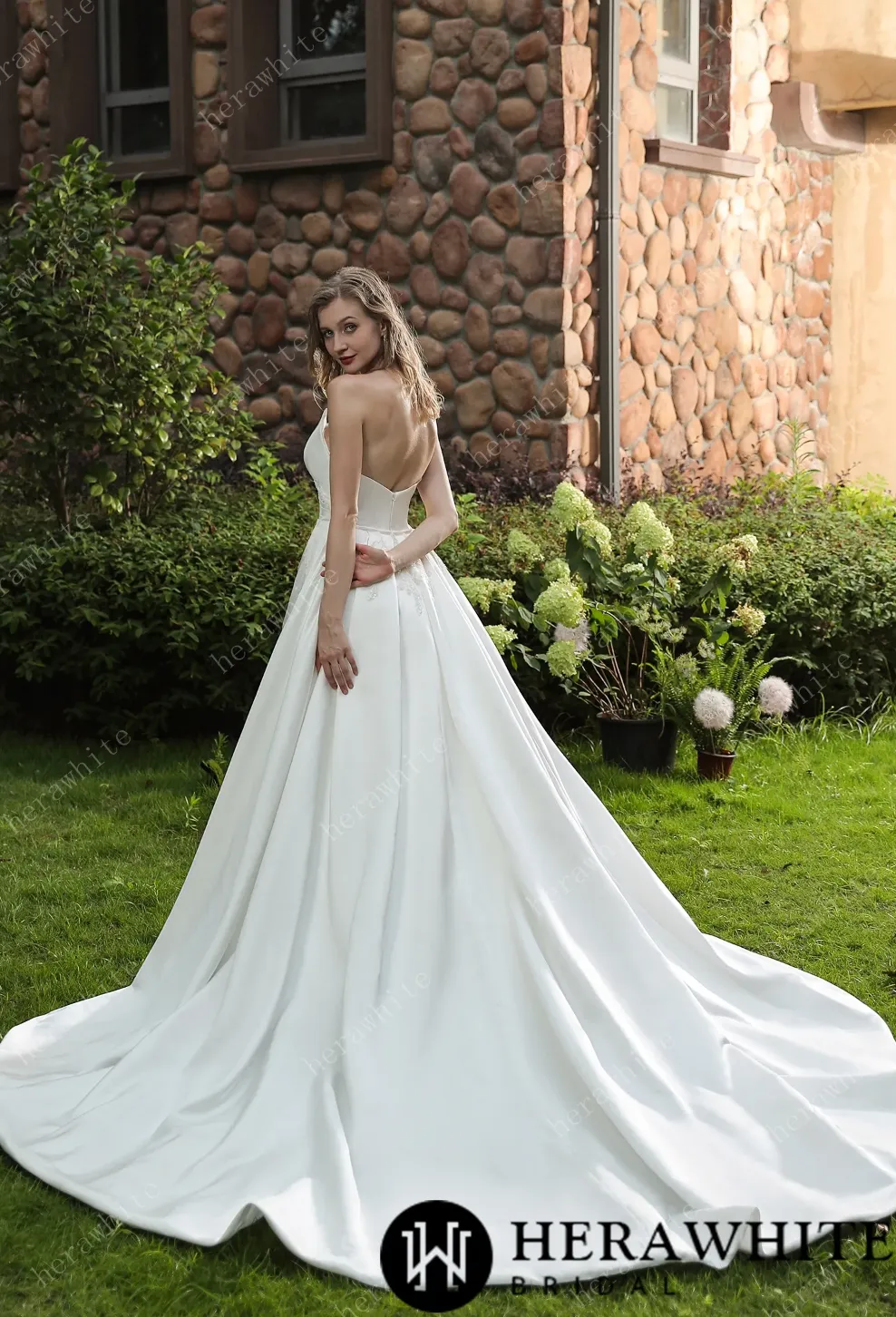 Strapless Silky Satin Wedding Dress With Detachable Overskirt