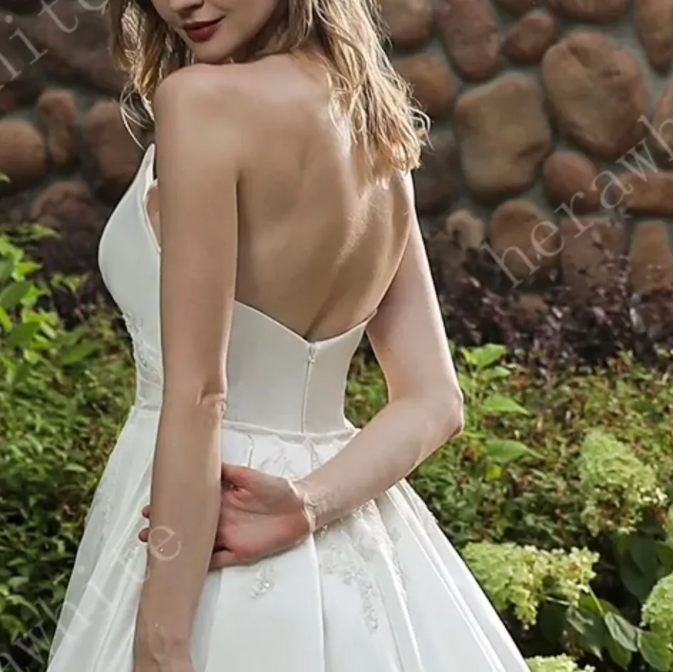 Strapless Silky Satin Wedding Dress With Detachable Overskirt