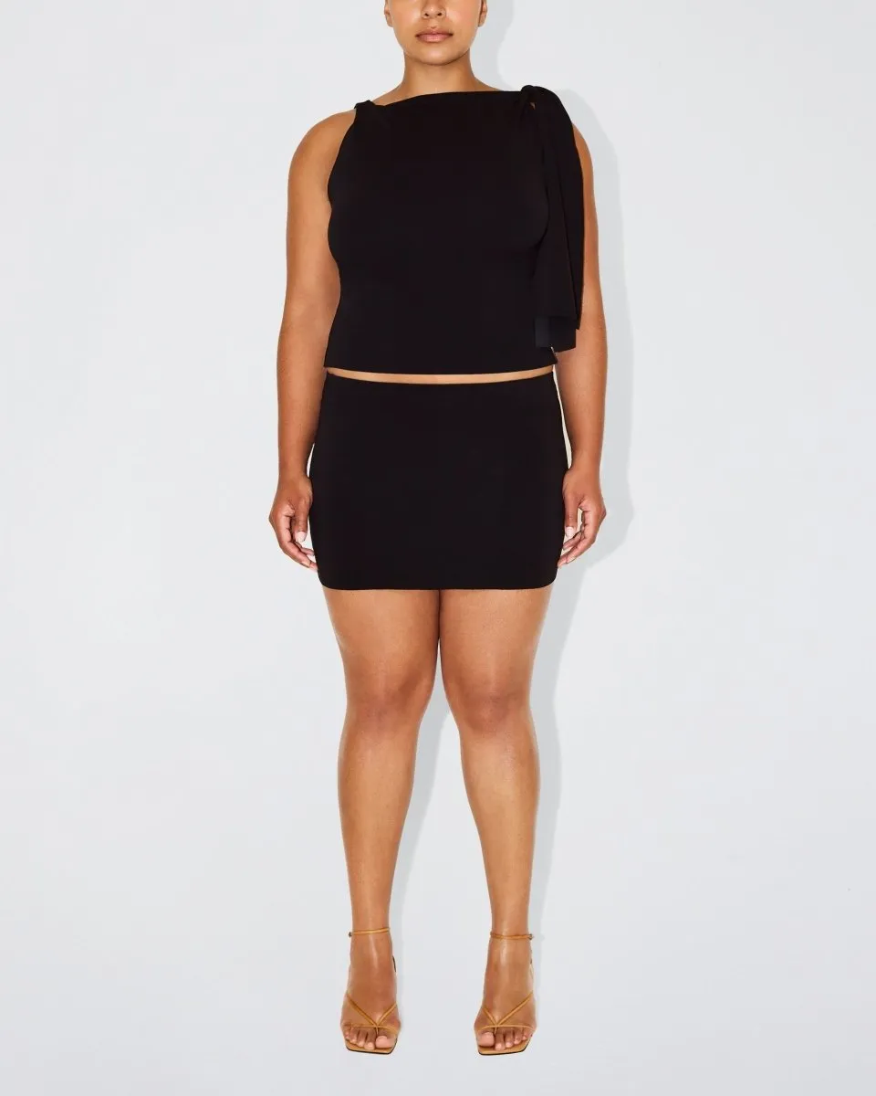 Sueded Stretch Ultra Mini Skirt | Black