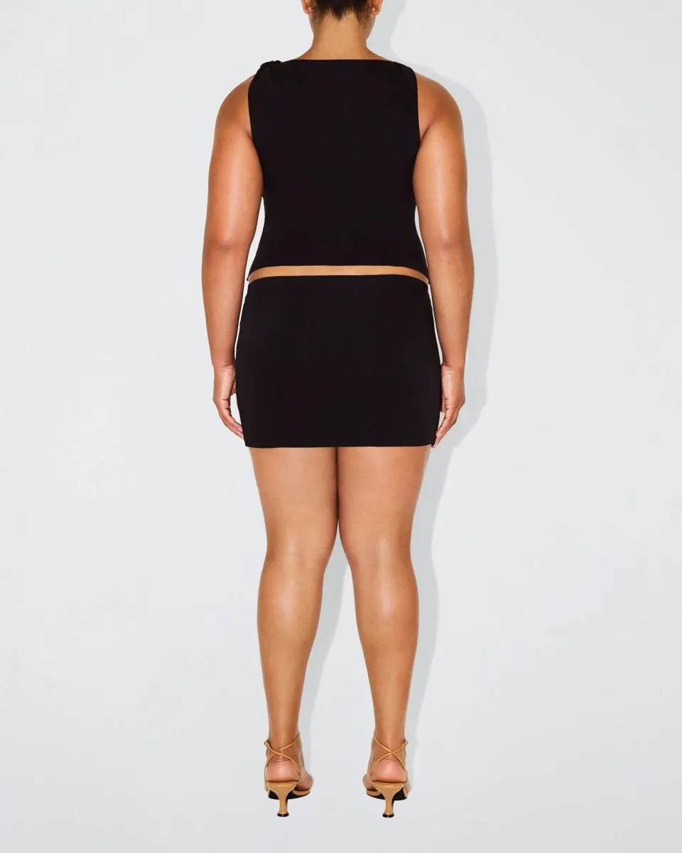 Sueded Stretch Ultra Mini Skirt | Black