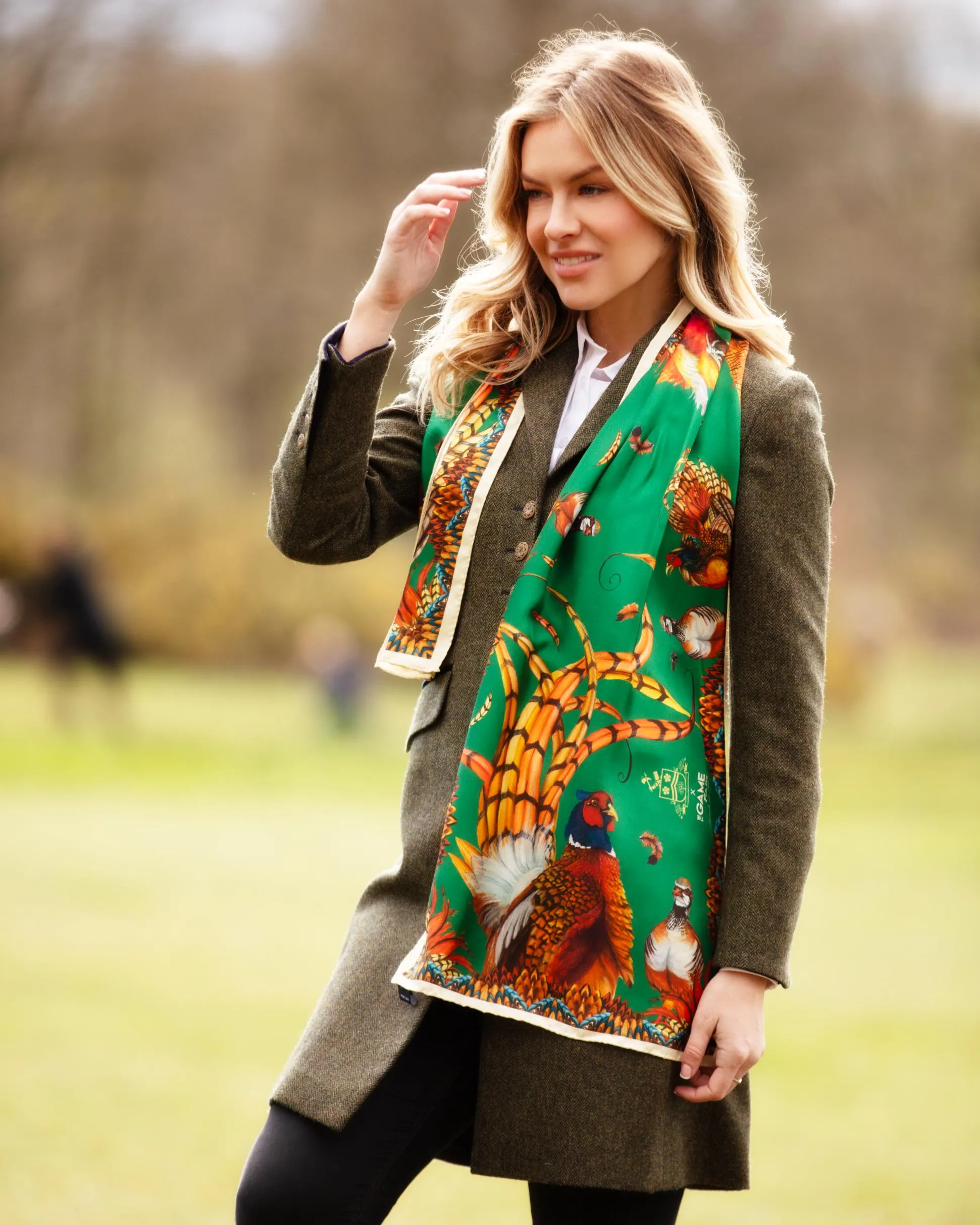 The Game Fair Limited Edition Design: Emerald Green Silk Scarf