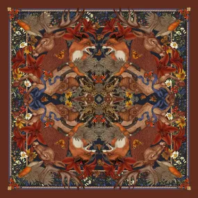 The Stag & Fox Silk Scarf | 90x90cm