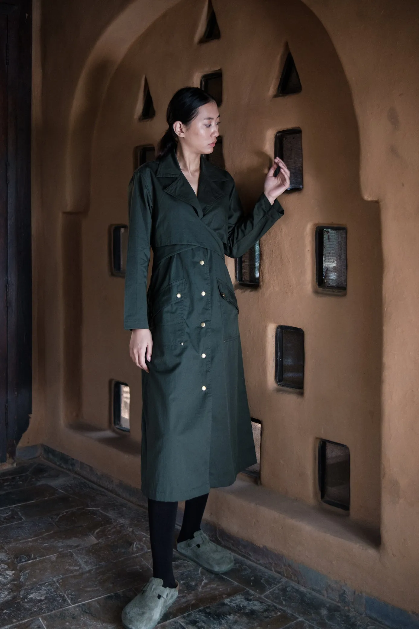 The Terra Tribe Deep Green Copenhagen Trench Coat