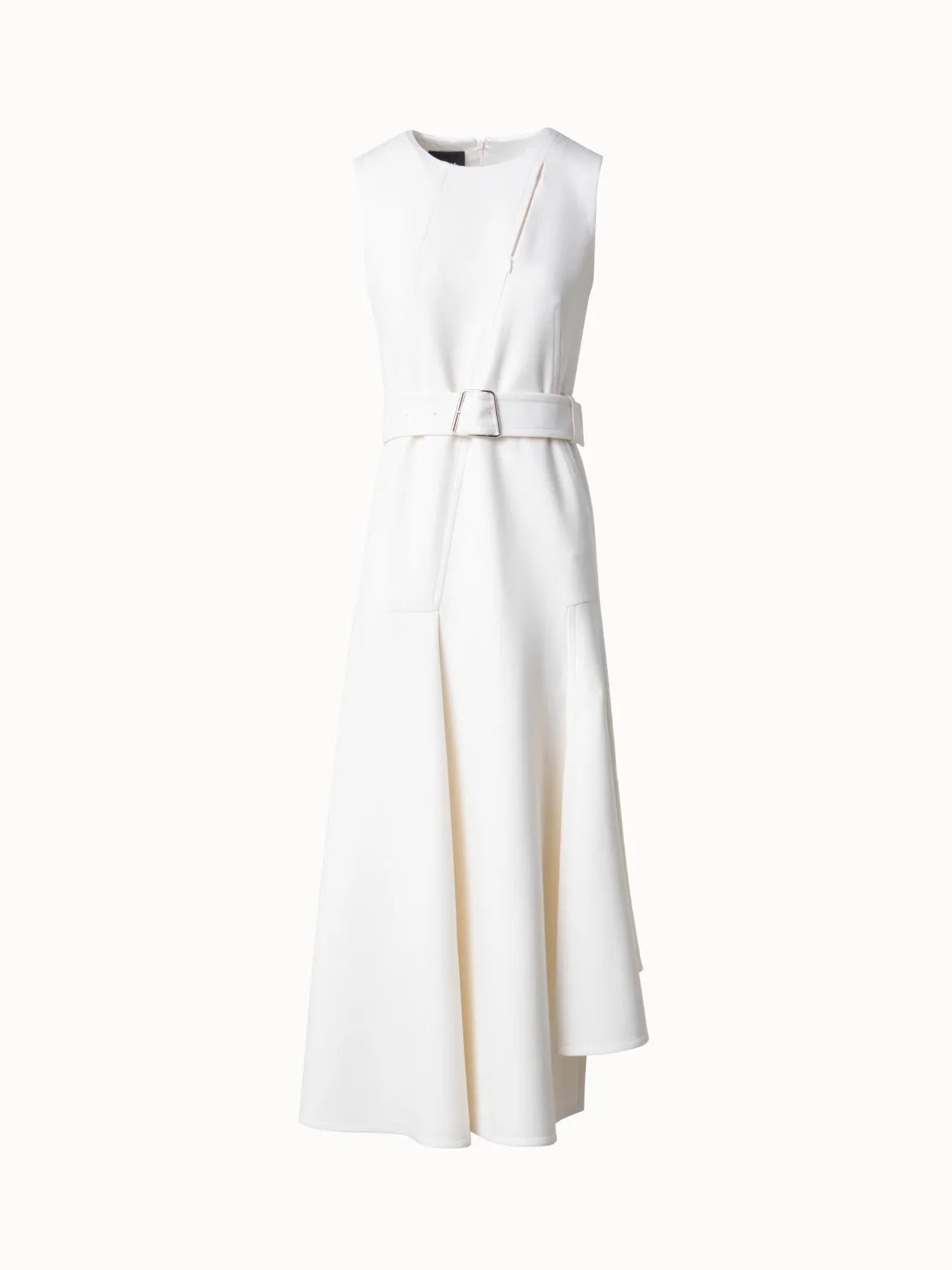 Trench Dress - A-Line Midi Dress in Cotton Double-Face with Zip-Cut-Out