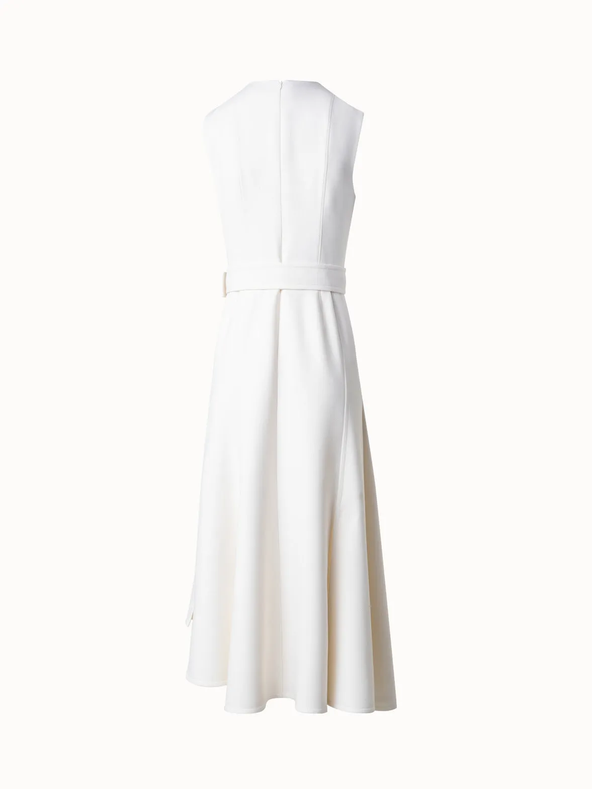 Trench Dress - A-Line Midi Dress in Cotton Double-Face with Zip-Cut-Out