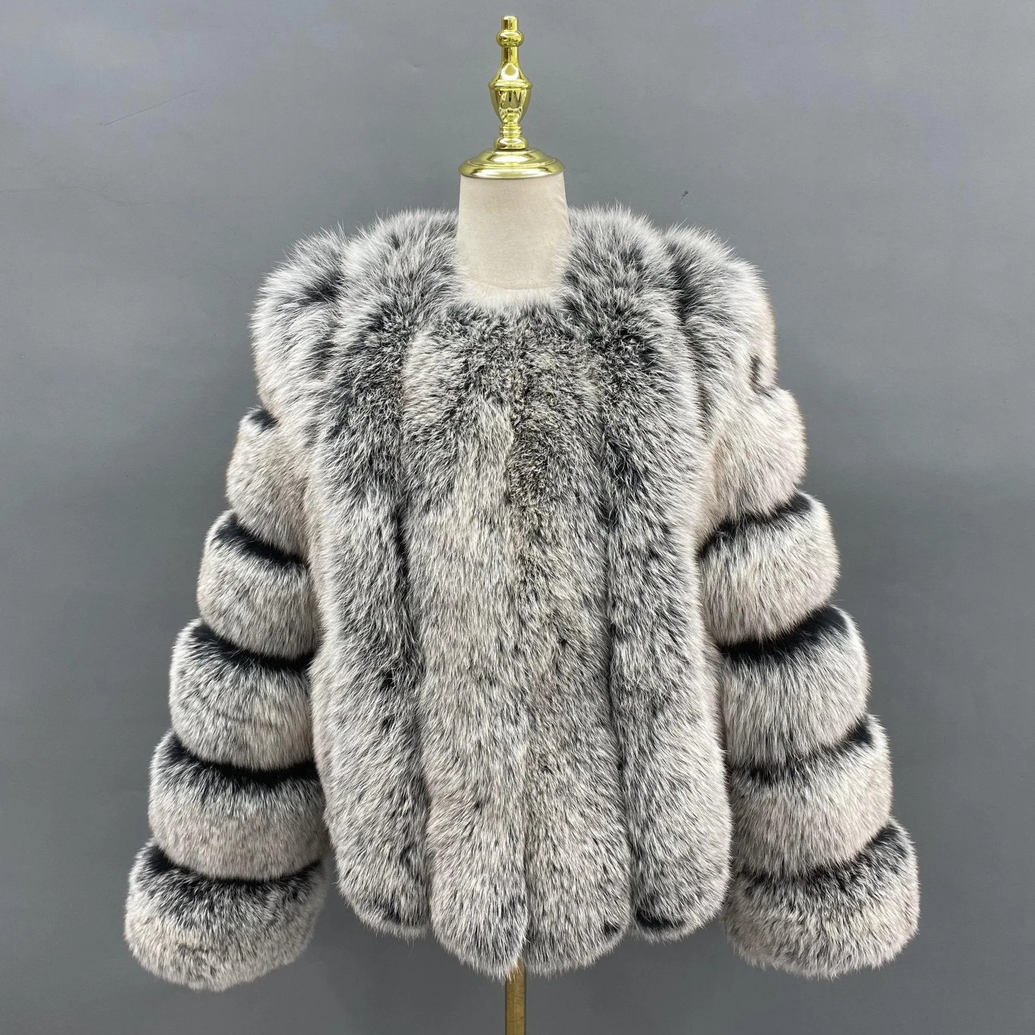 Two Tone Luxury Fur Vertical Pelt Coat