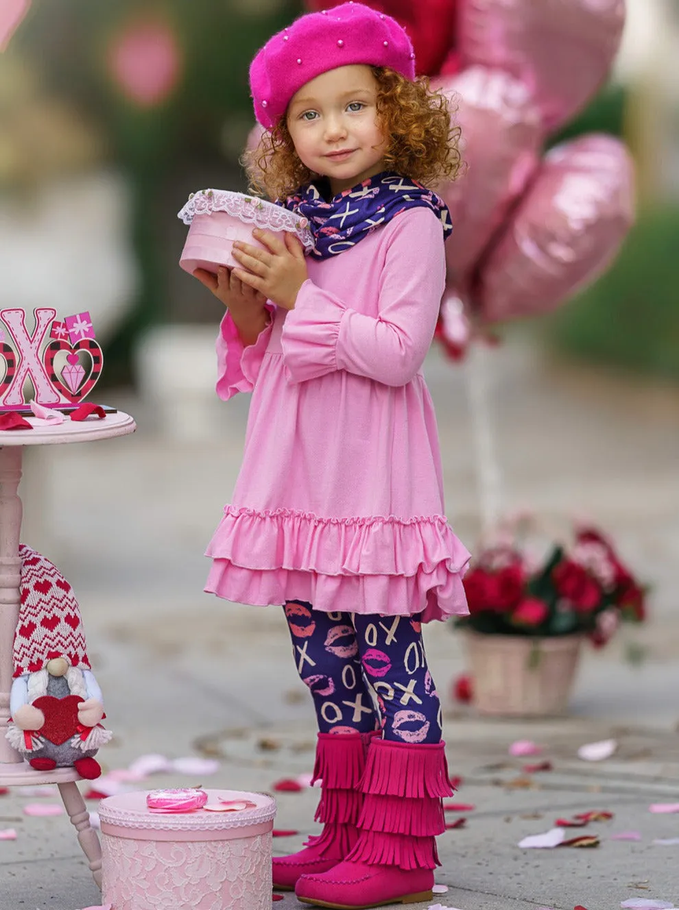 Valentine Kisses Tunic, Scarf and Legging Set