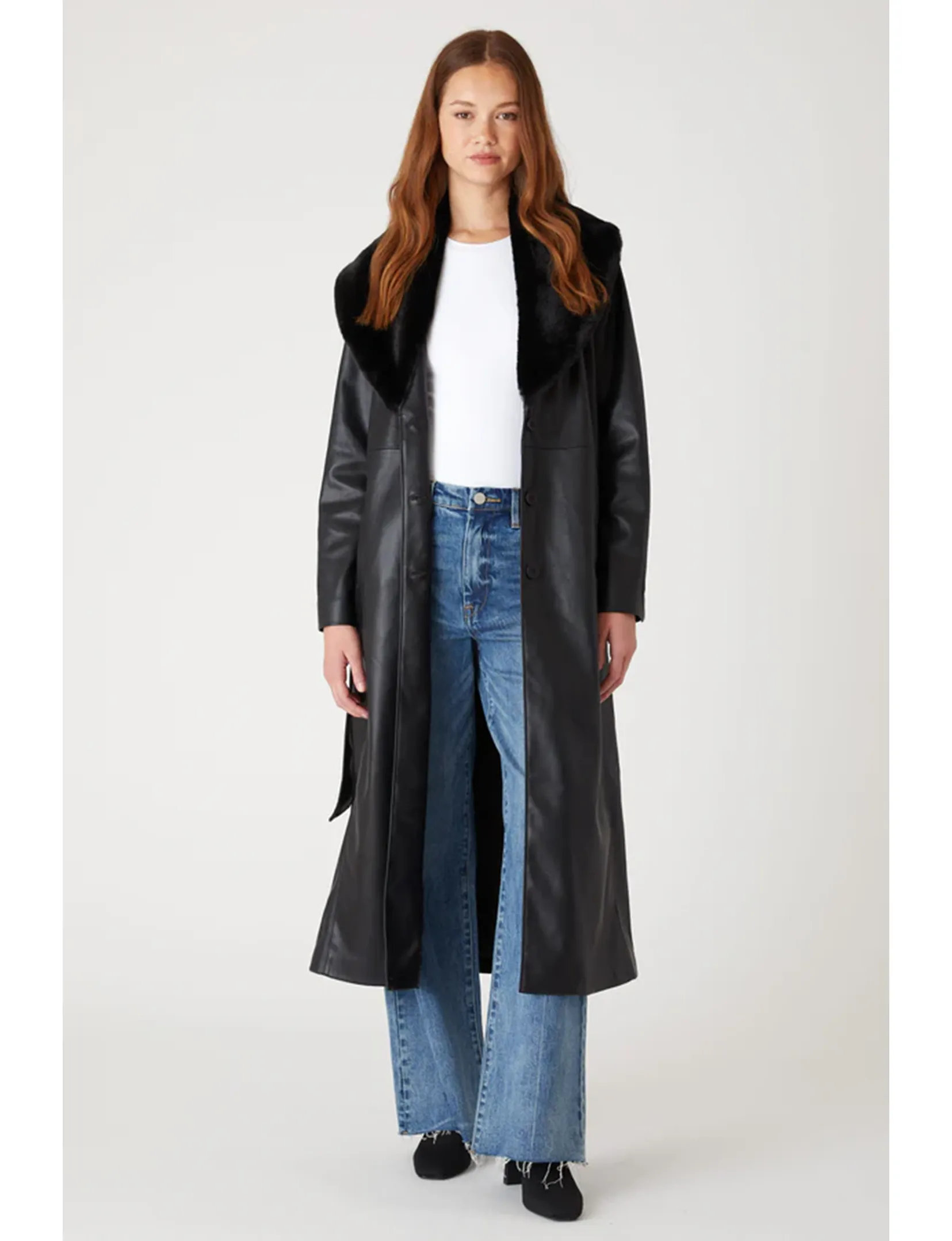 Vegan Leather Belted Trench, Late Night Feels