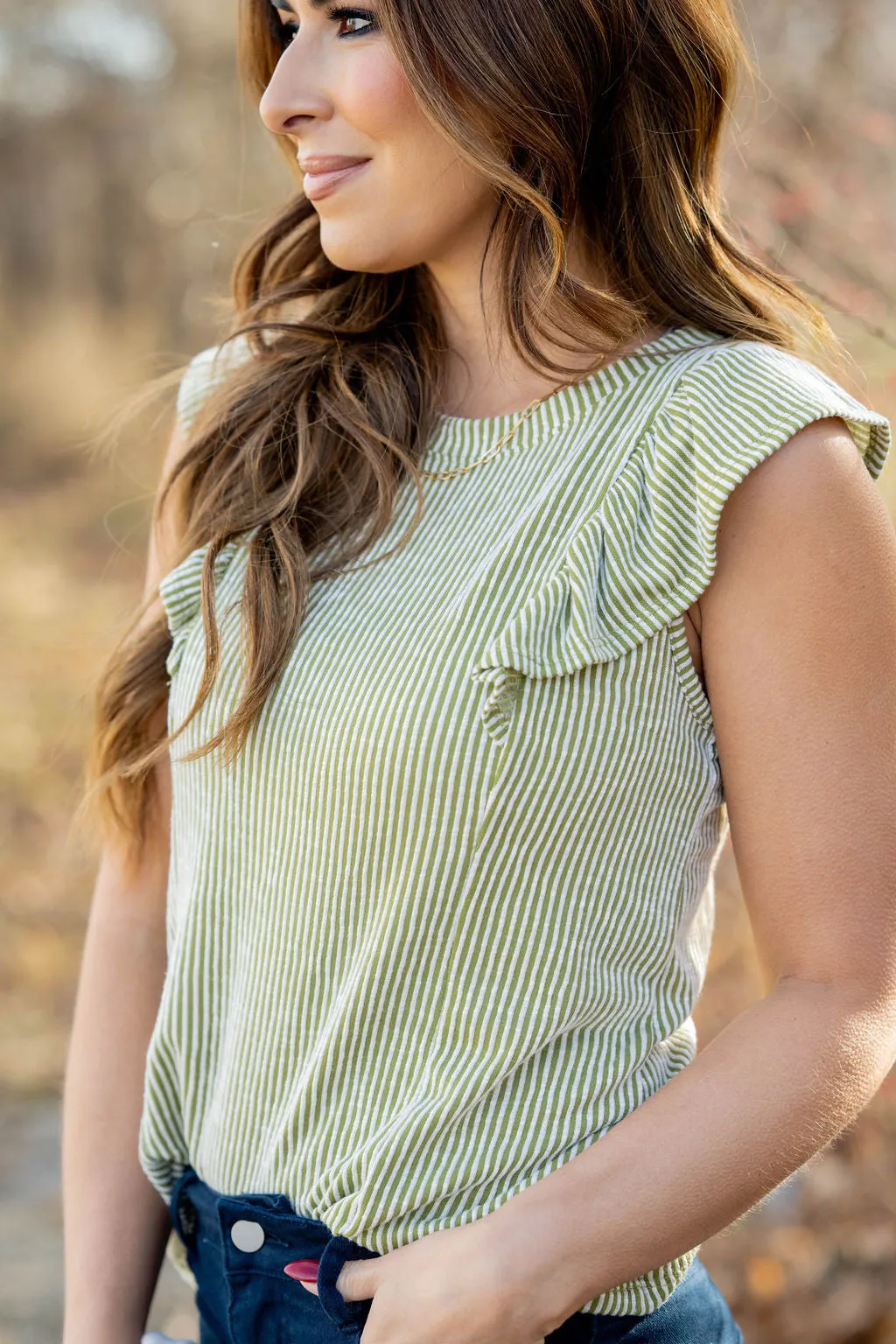 Vertical Ribbed Flutter Tee