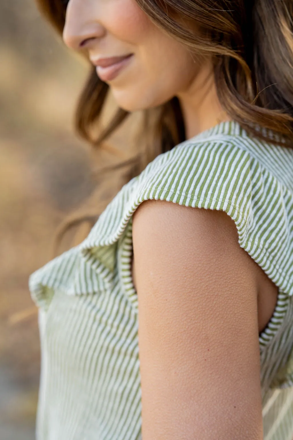 Vertical Ribbed Flutter Tee