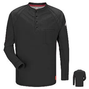 VF Imagewear Bulwark IQ 2X Black 5.3 Ounce 69% Cotton 25% Polyester 6% Polyoxadiazole Men's Long Sleeve Flame Resistant Henley Shirt With Concealed Pencil Stall And Chest Pocket