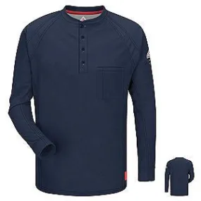 VF Imagewear Bulwark IQ Bulwark 2X Dark Blue 5.3 Ounce 69% Cotton 25% Polyester 6% Polyoxadiazole Men's Long Sleeve Flame Resistant Henley Shirt With Concealed Pencil Stall And Chest Pocket