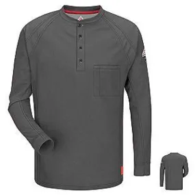 VF Imagewear Bulwark IQ Medium Charcoal 5.3 Ounce 69% Cotton 25% Polyester 6% Polyoxadiazole Men's Long Sleeve Flame Resistant Henley Shirt With Concealed Pencil Stall And Chest Pocket