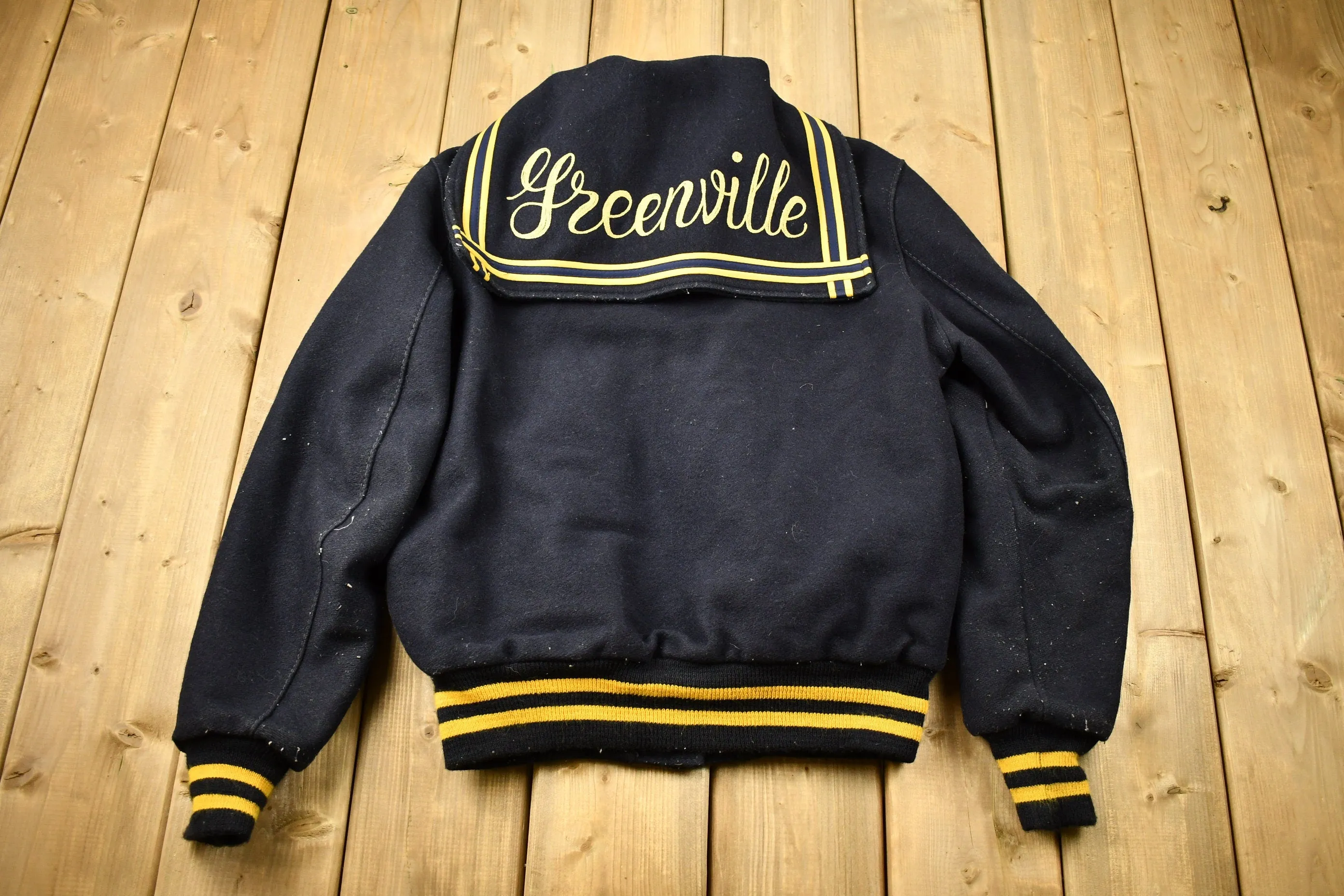 Vintage 1990 Greenville Embroidered Wool Varsity Jacket