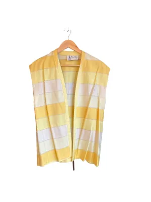 Vintage Pierre Delion Yellow Vertical Striped Skirt And Co-ordinating Sleeveless Jacket UK Size 10