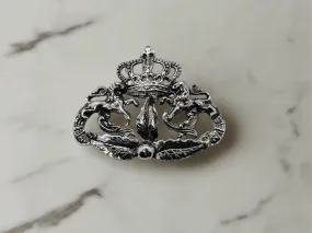 Vintage Silver Tone Coro Coat of Arms Brooch