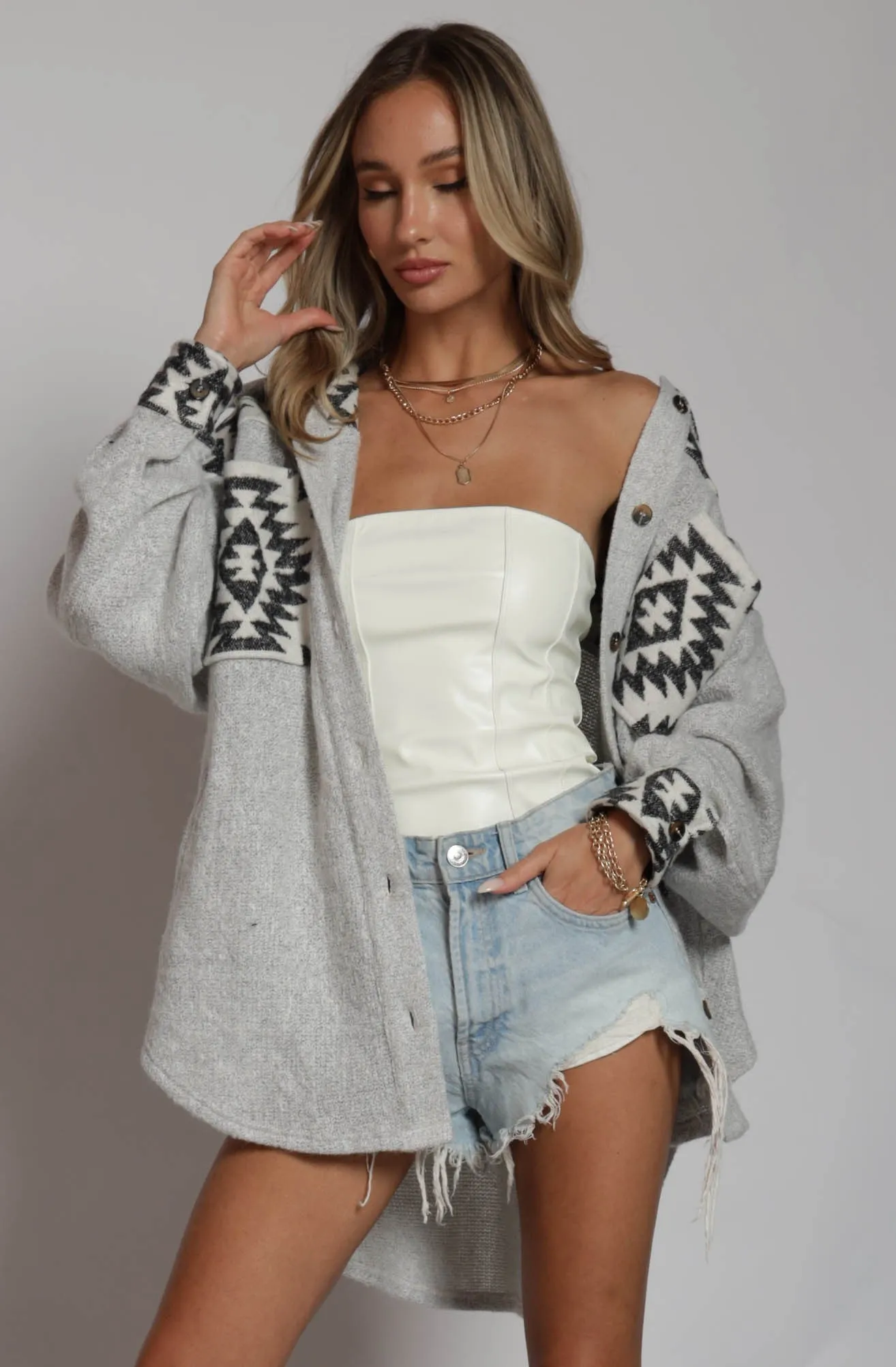 Western Aztec Soft Knit Shacket