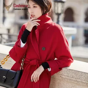 Winter Long Wool Coat Women Autumn Camel Classic Double Breasted Wool Coat 2XL S4180616