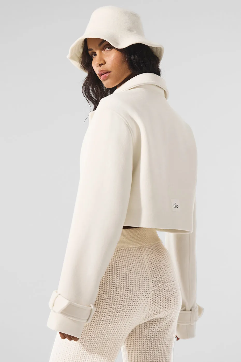 Wool Cropped Metro Trench - Ivory