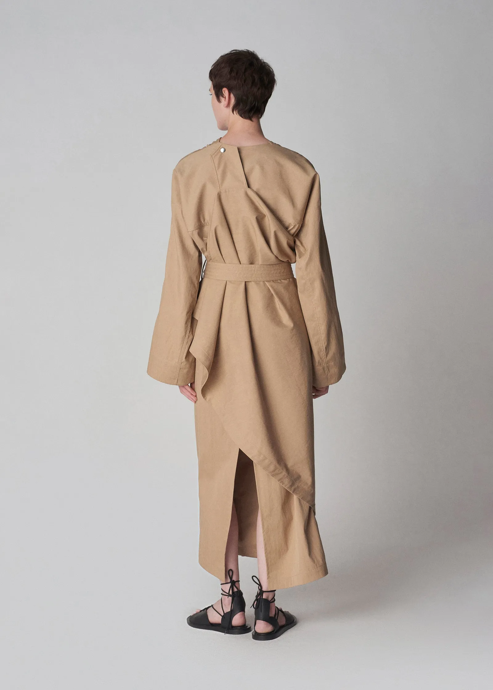 Wrapped Trench in Cotton Twill - Camel