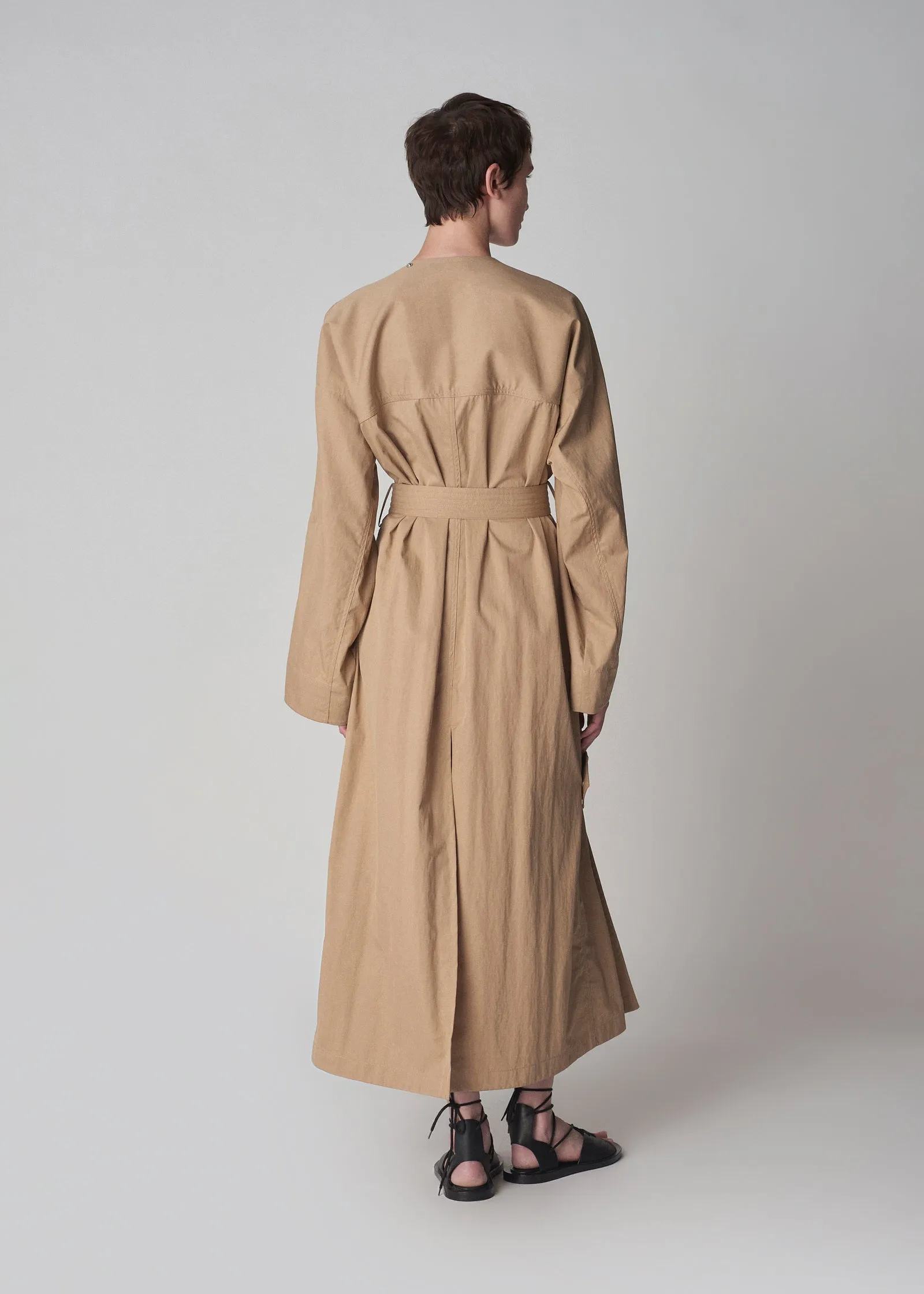 Wrapped Trench in Cotton Twill - Camel