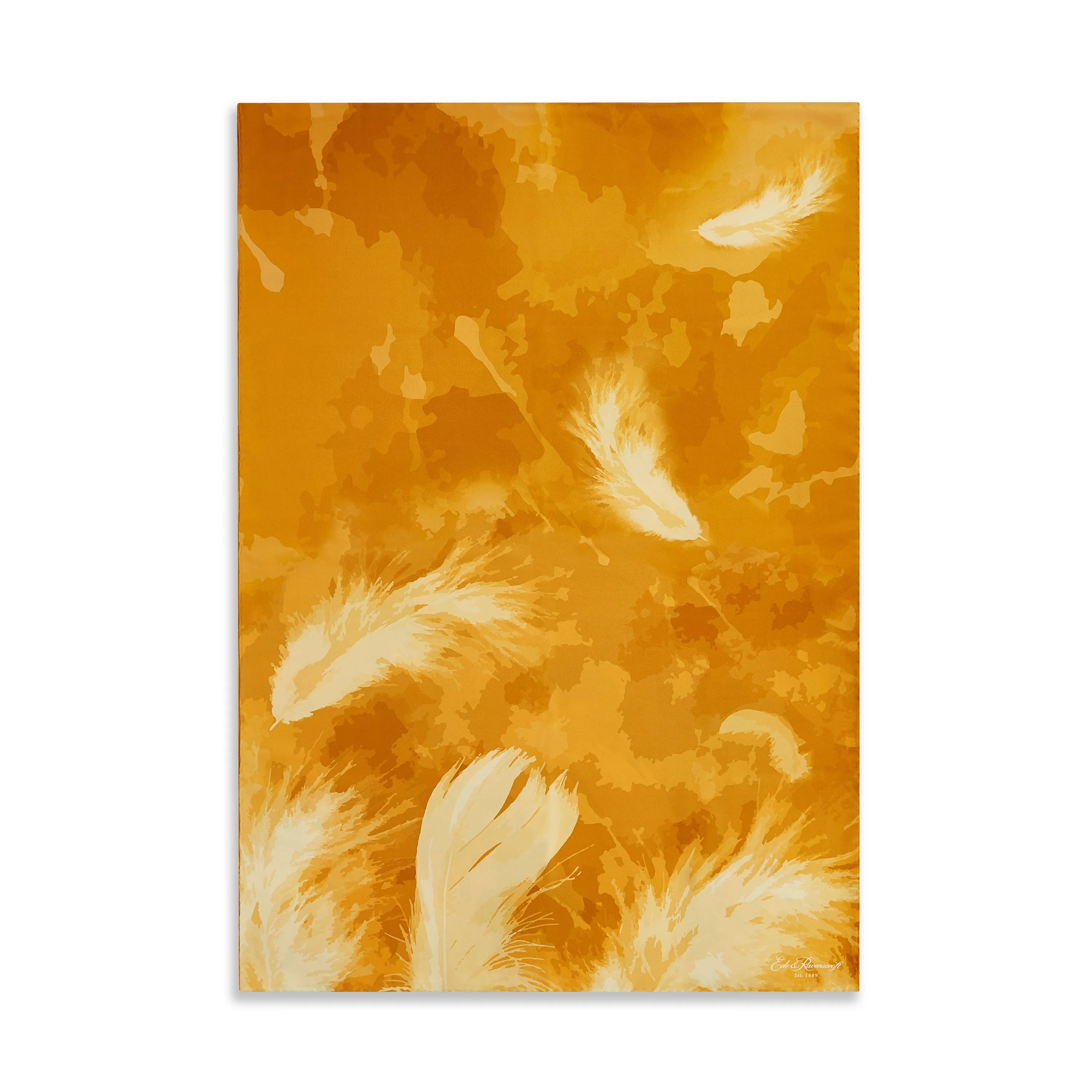 Yellow Feather Silk Scarf