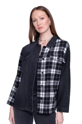 Your Ex Boyfriends Plaid Shacket in Black Stone & Black