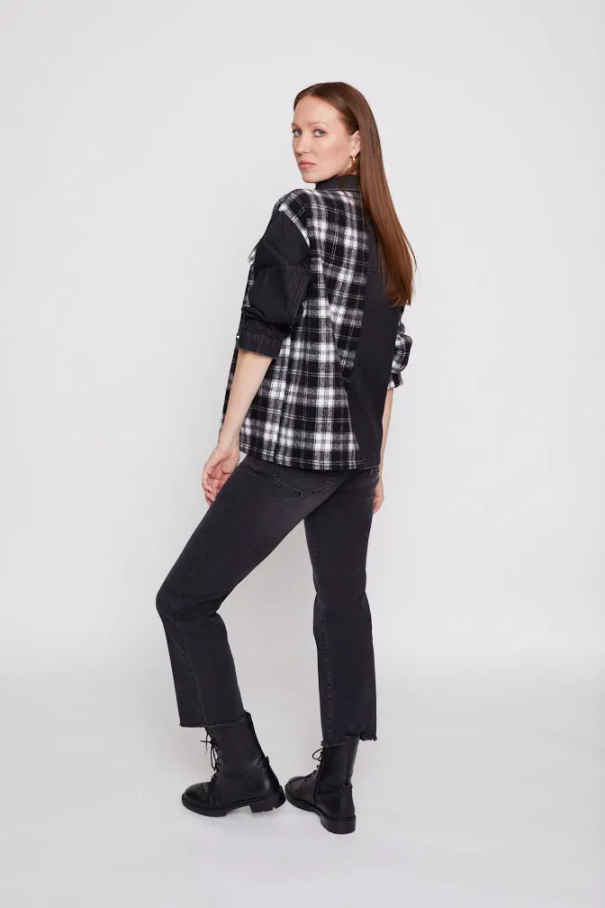 Your Ex Boyfriends Plaid Shacket in Black Stone & Black